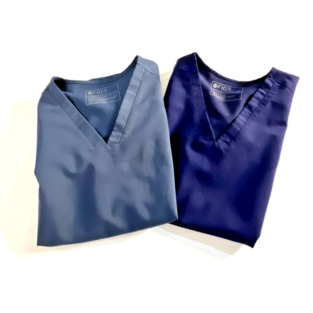 FIGS 2 Tops Womens XS Blue green Casma 3 Pockets Short Sleeve Technical Comfort
